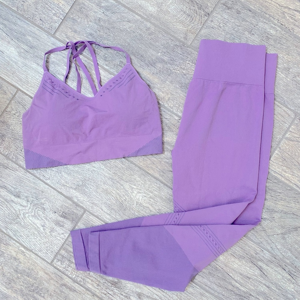 Women’s Ribbed High Rise Seamless Leggings and Sports Bra - JoyLab